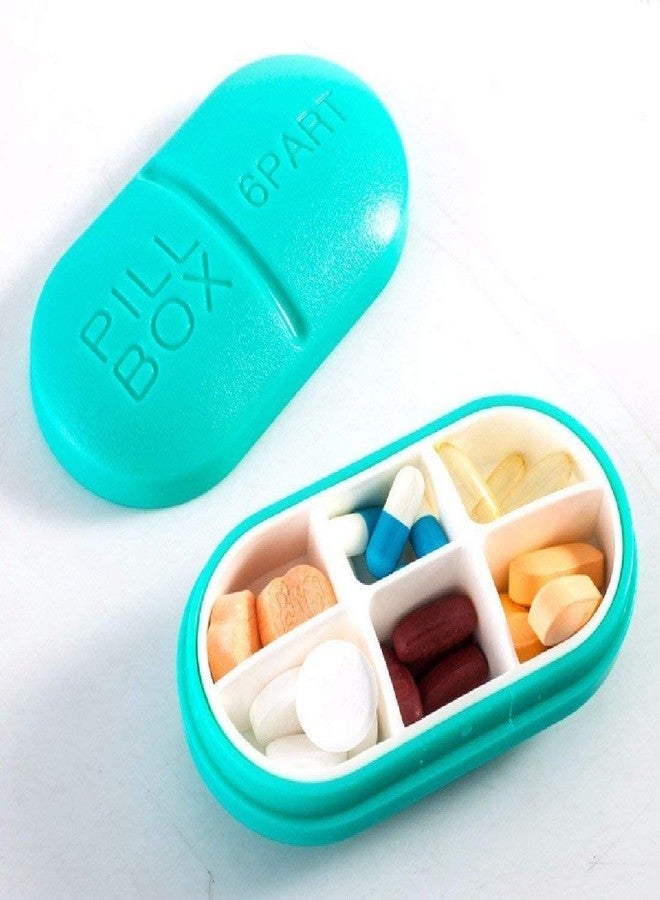 Prachit 6 Part Pill Box - Portable Medicine Case - Tablet Organizer Storage Holder for Home and Outdoor Traveling Picnic (Standard Size, Multi Color), PC-519 - Image 1